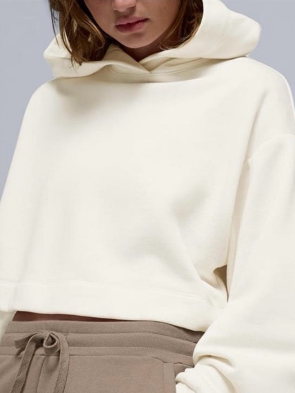Alo bae cream cropped hoodie